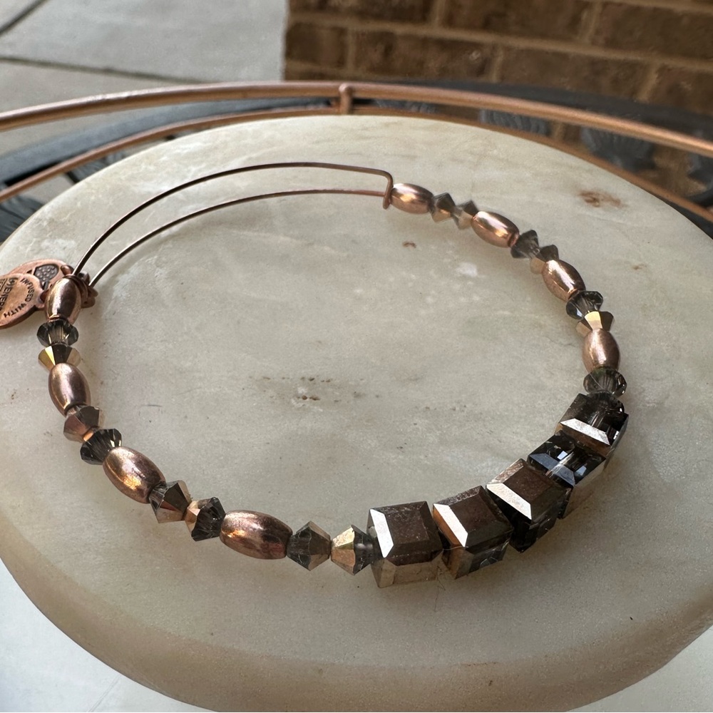 Rare Alex and ani Swarovski rose gold dark grey crystal bracelet